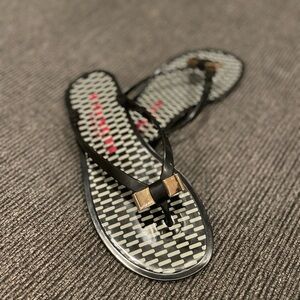 Coach Black and White Sandals with Geometric Design